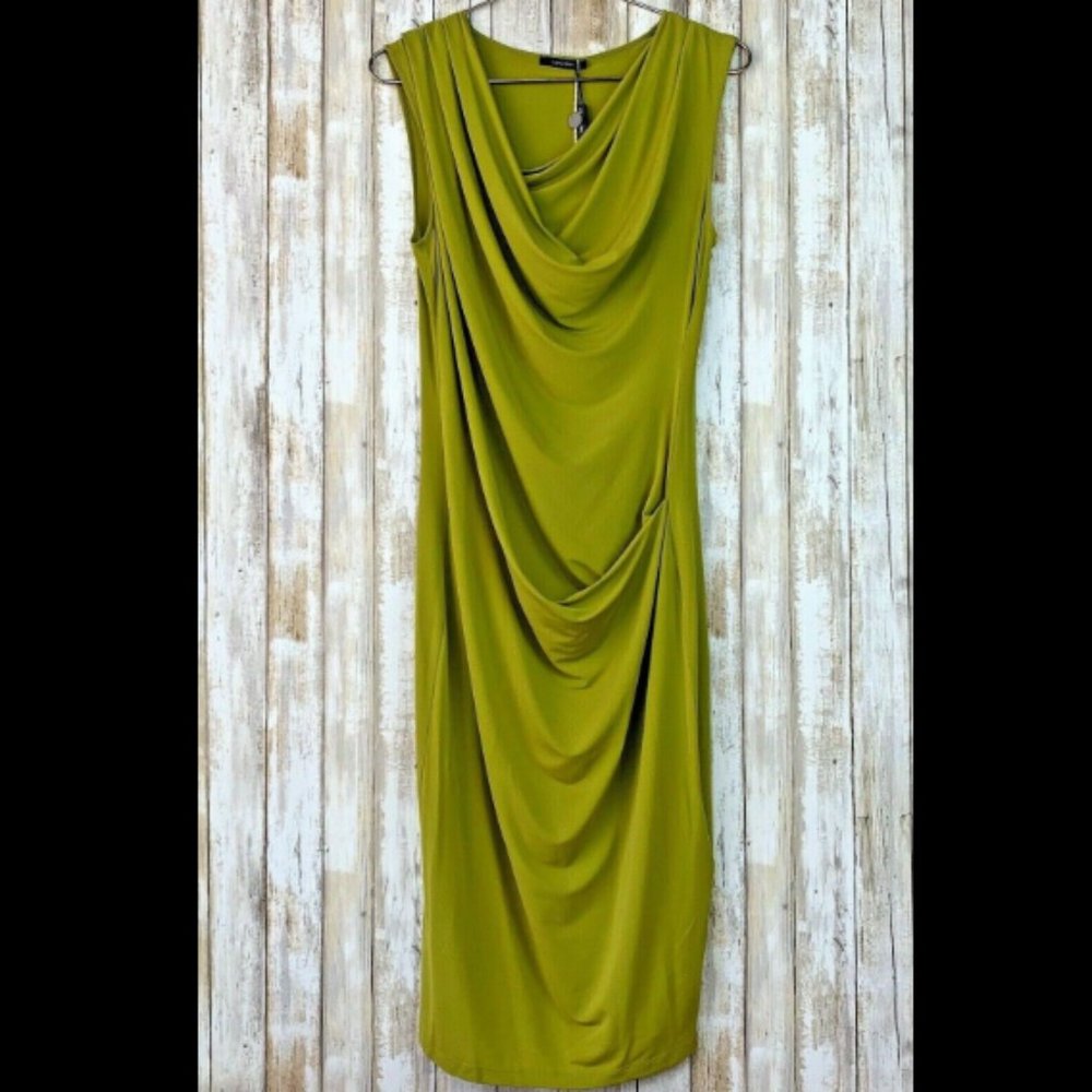 CARACTERE Green Acid Model Main Draped Dress 44